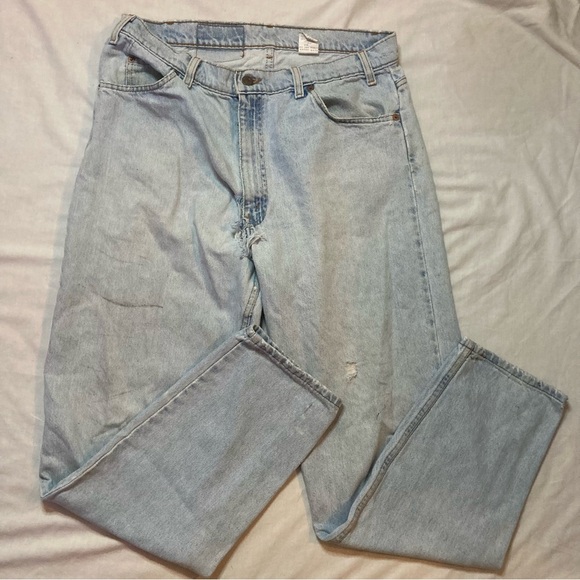 Vintage 90s Orange Tab Distressed Levi’s 550 Jeans Size 36 X 32 Relaxed Fit - Picture 2 of 16